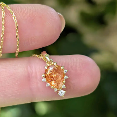 Upside-Down Teardrop Necklace - Sunstone Necklaces Handmade Handcrafted