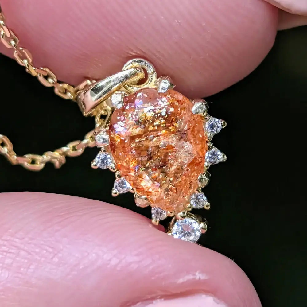 Celestial Drop - Sunstone Upside-Down Teardrop Necklace Necklaces Handmade Handcrafted