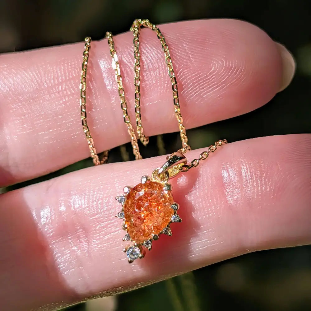 Celestial Drop - Sunstone Upside-Down Teardrop Necklace Necklaces Handmade Handcrafted