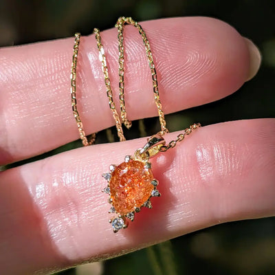 Upside-Down Teardrop Necklace - Sunstone Necklaces Handmade Handcrafted