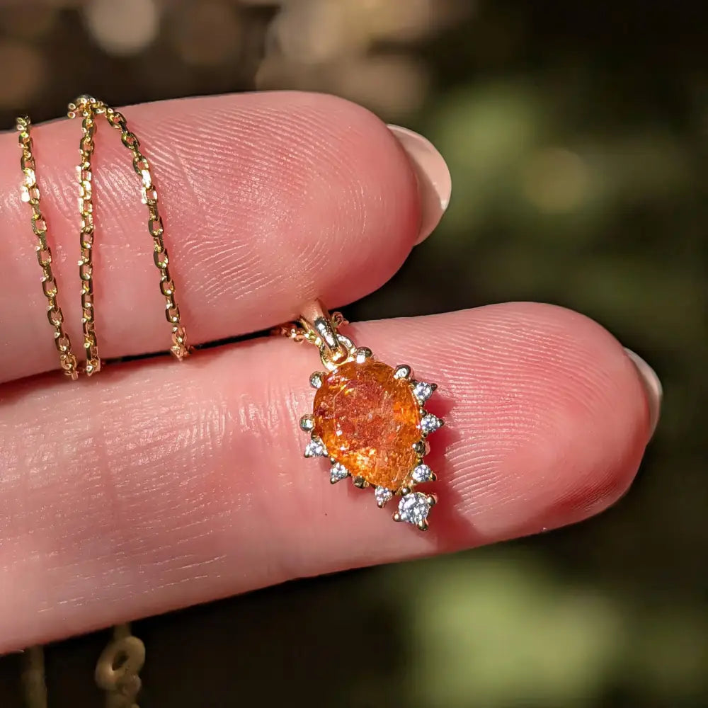 Upside-Down Teardrop Necklace - Sunstone Necklaces Handmade Handcrafted