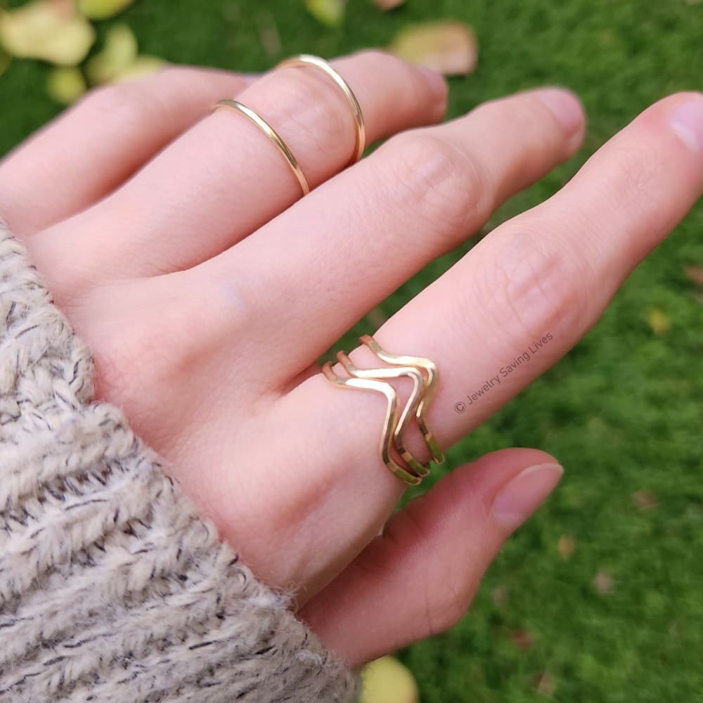 V Stacking Ring Rings Handmade Handcrafted