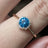 Vintage Hexagon Ring - Blue Topaz Halo Rings Handmade Handcrafted