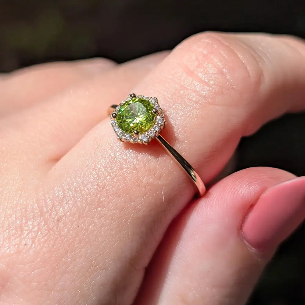 Vintage Hexagon Ring - Peridot Rings Handmade Handcrafted