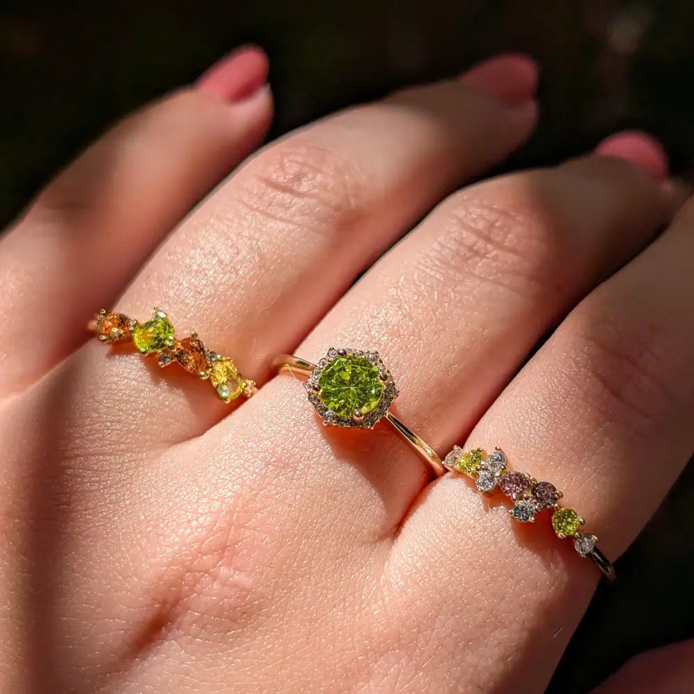 Vintage Hexagon Ring - Peridot Rings Handmade Handcrafted