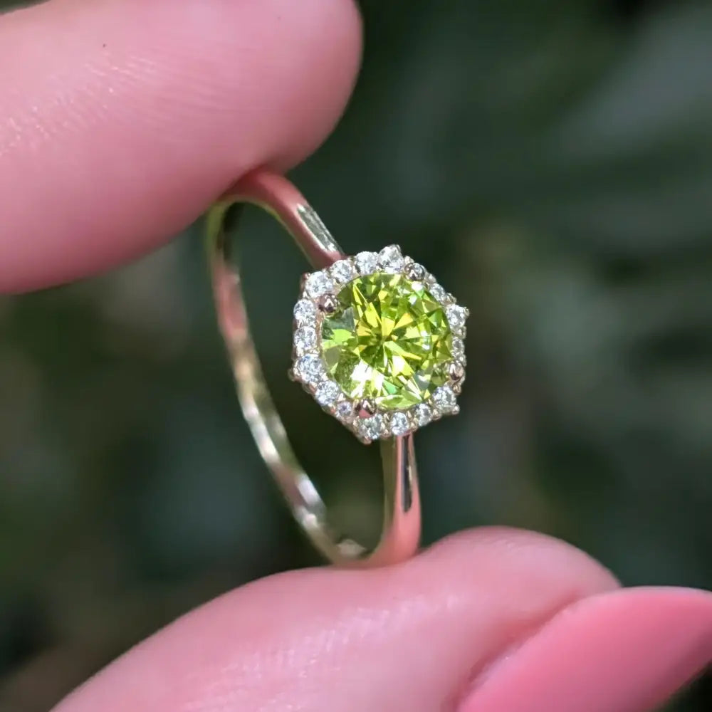 Vintage Hexagon Ring - Peridot Rings Handmade Handcrafted