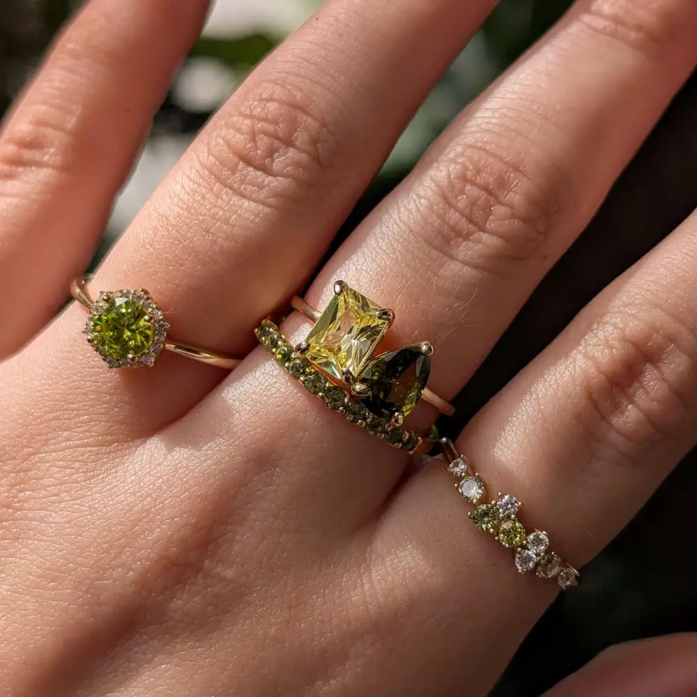 Vintage Hexagon Ring - Peridot Rings Handmade Handcrafted