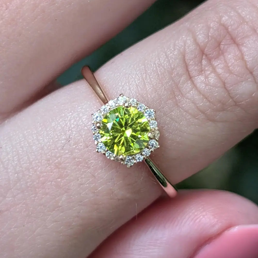Vintage Hexagon Ring - Peridot Rings Handmade Handcrafted