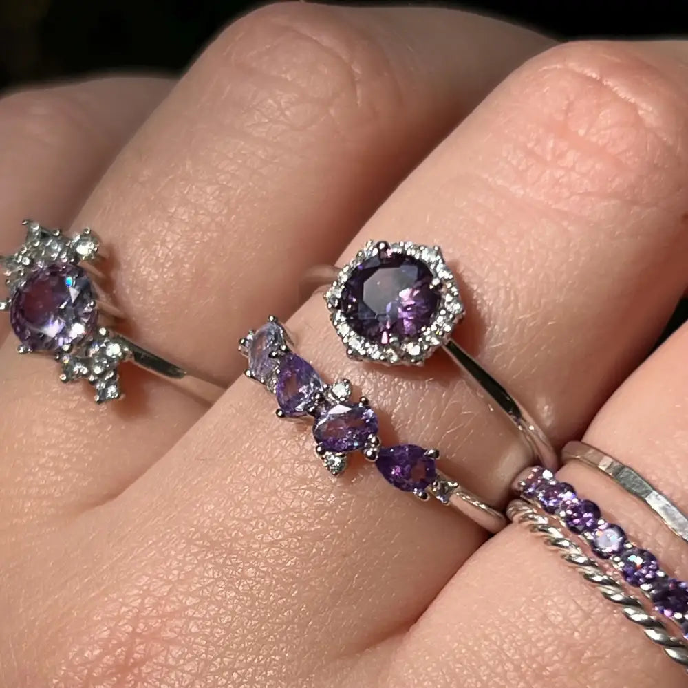 Vintage Hexagon Ring - Amethyst Rings Handmade Handcrafted
