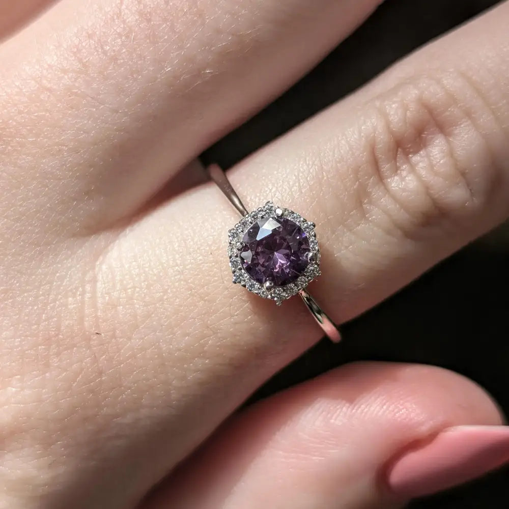 Vintage Hexagon Ring - Amethyst Rings Handmade Handcrafted
