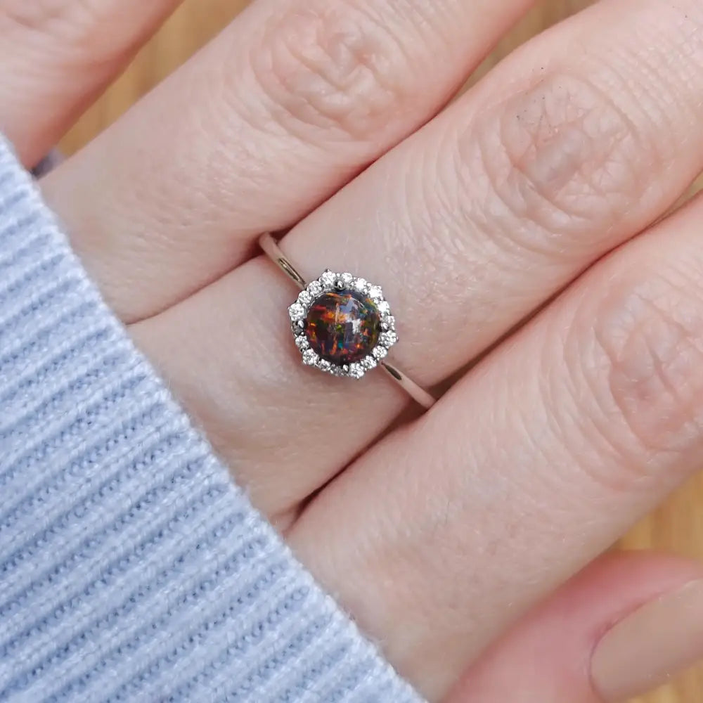 Vintage Hexagon Ring - Black Opal Rings Handmade Handcrafted