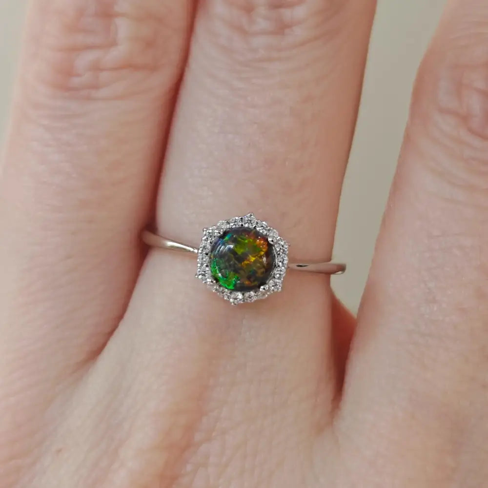Vintage Hexagon Ring - Black Opal Rings Handmade Handcrafted