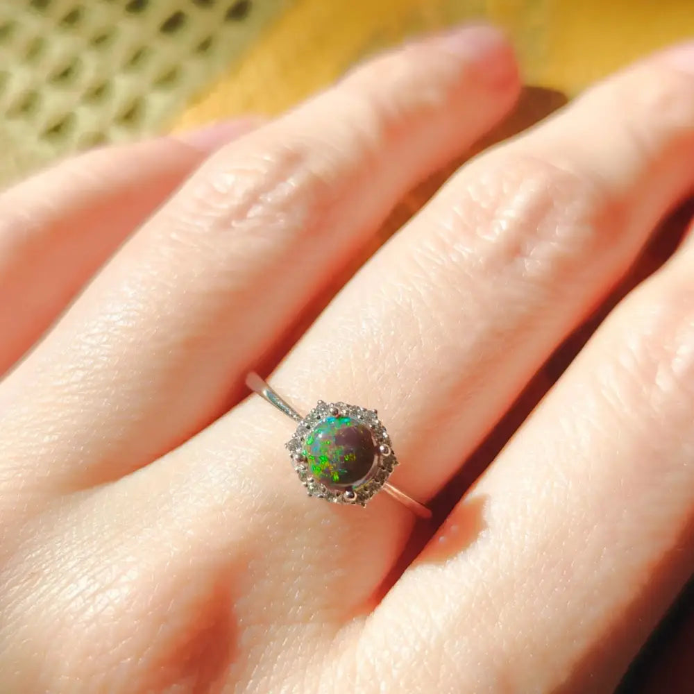 Vintage Hexagon Ring - Black Opal Rings Handmade Handcrafted