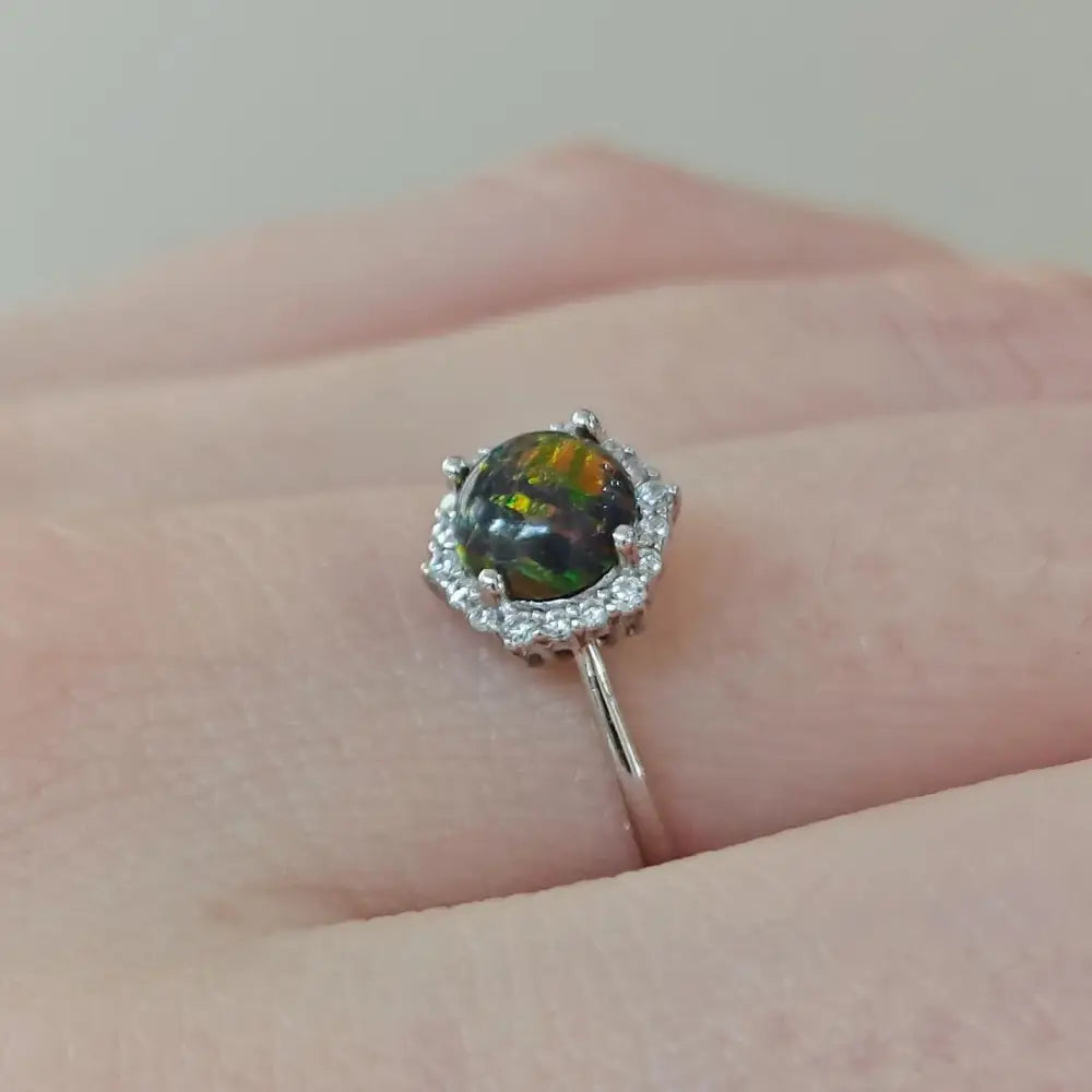 Vintage Hexagon Ring - Black Opal Rings Handmade Handcrafted