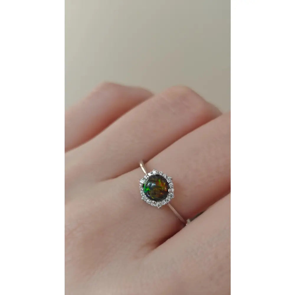 Vintage Hexagon Ring - Black Opal Rings Handmade Handcrafted