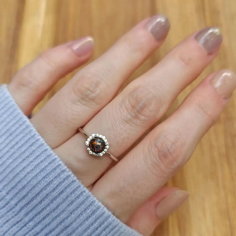 Vintage Hexagon Ring - Black Opal Rings Handmade Handcrafted