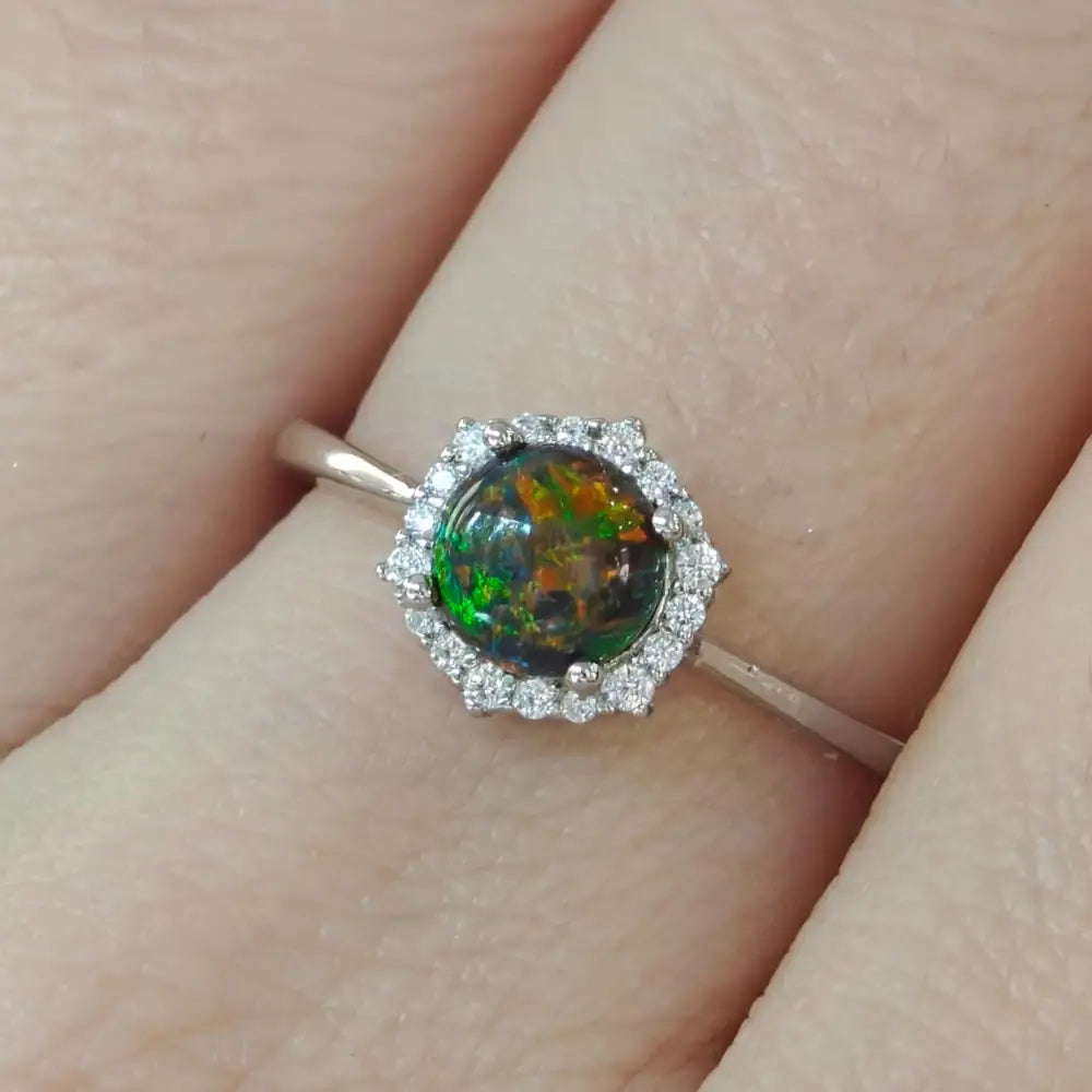 Vintage Hexagon Ring - Black Opal Rings Handmade Handcrafted