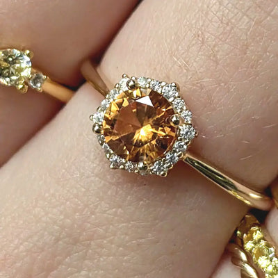 Vintage Hexagon Ring - Citrine Rings Handmade Handcrafted