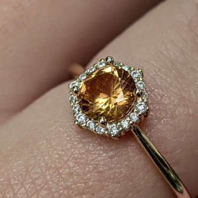 Vintage Hexagon Ring - Citrine Rings Handmade Handcrafted