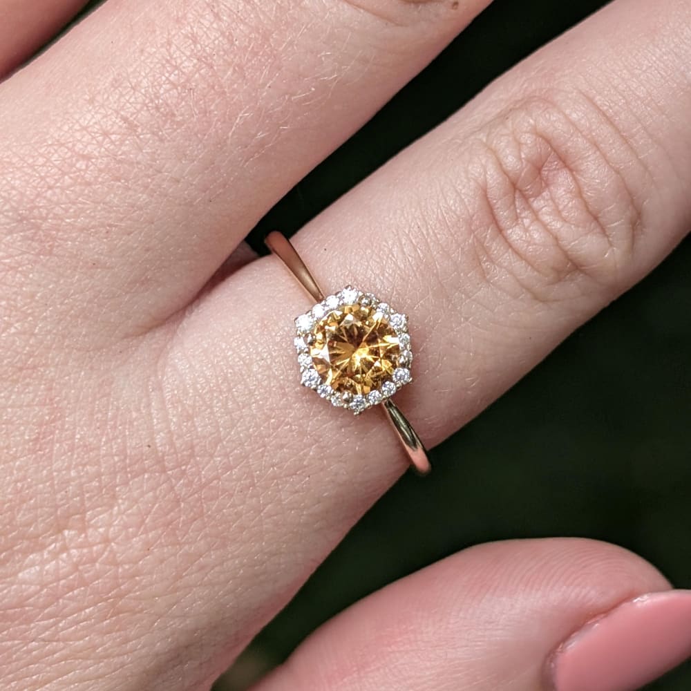 Vintage Hexagon Ring - Citrine Rings Handmade Handcrafted