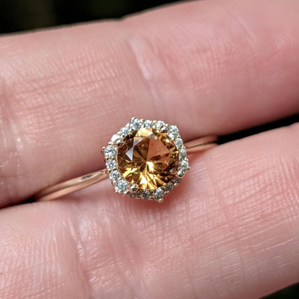 Vintage Hexagon Ring - Citrine Rings Handmade Handcrafted