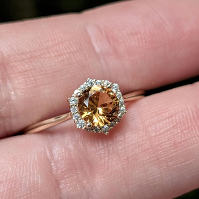 Vintage Hexagon Ring - Citrine Rings Handmade Handcrafted