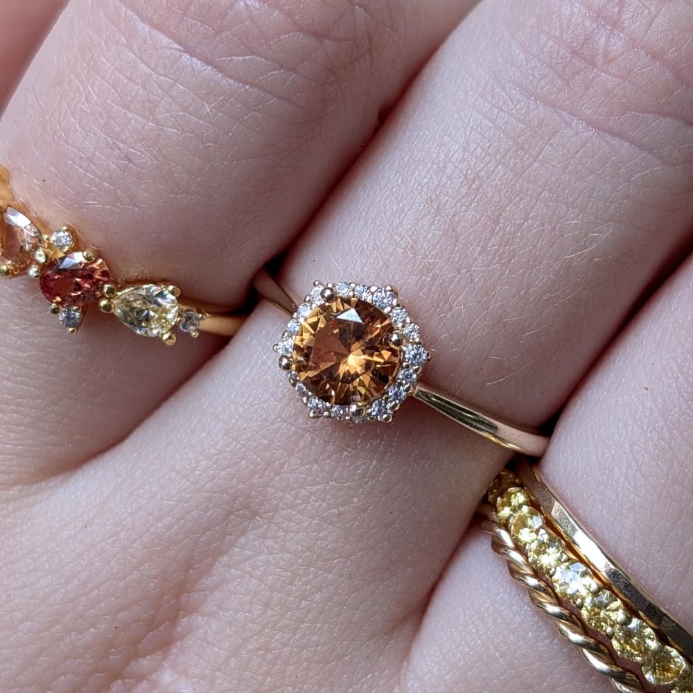 Vintage Hexagon Ring - Citrine Rings Handmade Handcrafted
