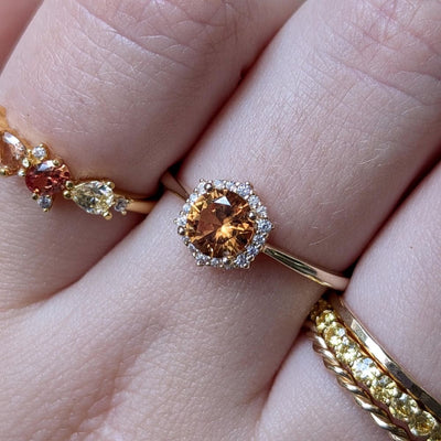 Vintage Hexagon Ring - Citrine Rings Handmade Handcrafted