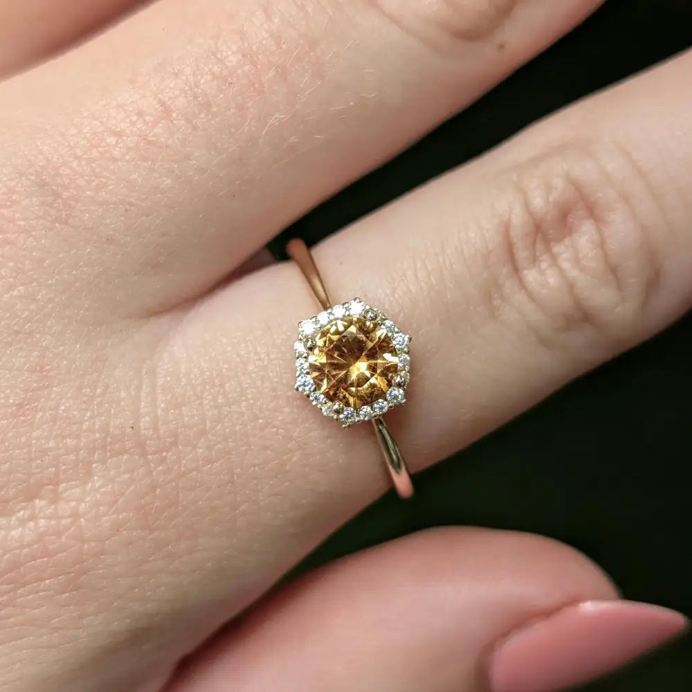 Vintage Hexagon Ring - Citrine Rings Handmade Handcrafted