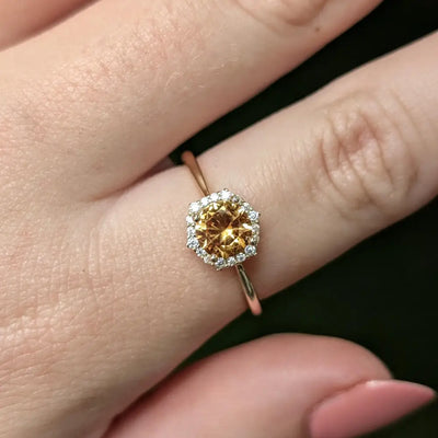 Vintage Hexagon Ring - Citrine Rings Handmade Handcrafted