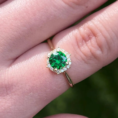 Vintage Hexagon Ring - Emerald Rings Handmade Handcrafted