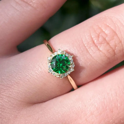 Vintage Hexagon Ring - Emerald Rings Handmade Handcrafted
