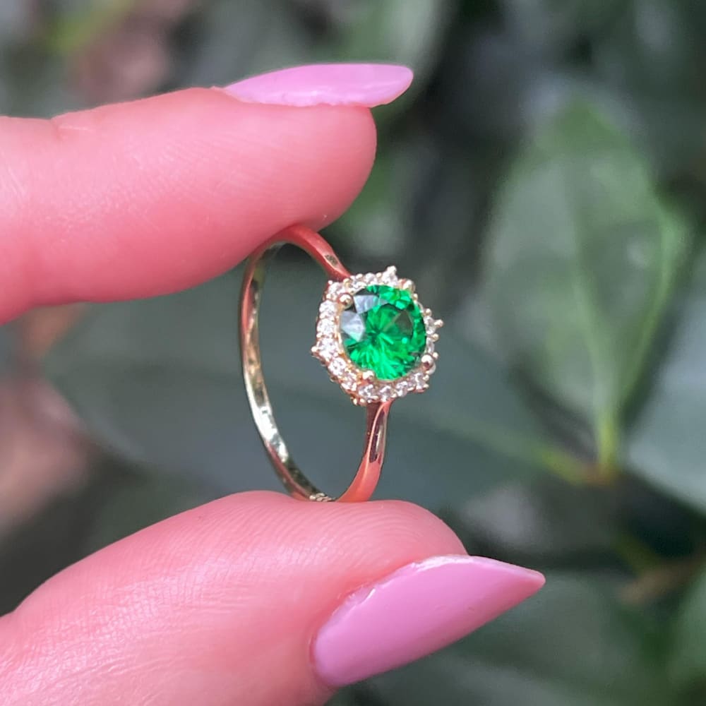 Vintage Hexagon Ring - Emerald Rings Handmade Handcrafted