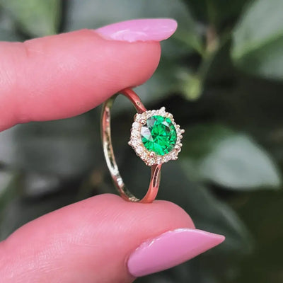Vintage Hexagon Ring - Emerald Rings Handmade Handcrafted