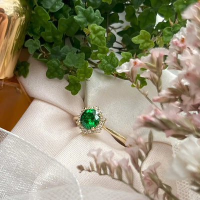 Vintage Hexagon Ring - Emerald Rings Handmade Handcrafted