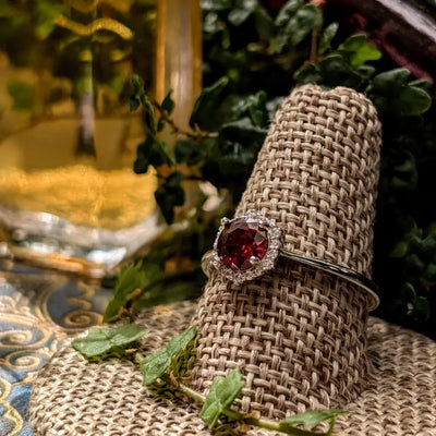 Vintage Hexagon Ring - Garnet Rings Handmade Handcrafted