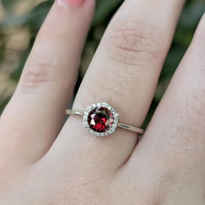Vintage Hexagon Ring - Garnet Rings Handmade Handcrafted