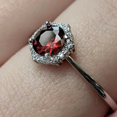 Vintage Hexagon Ring - Garnet Rings Handmade Handcrafted
