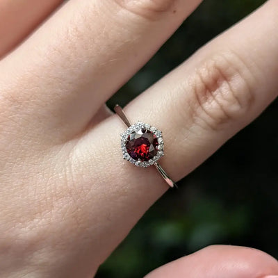 Vintage Hexagon Ring - Garnet Rings Handmade Handcrafted