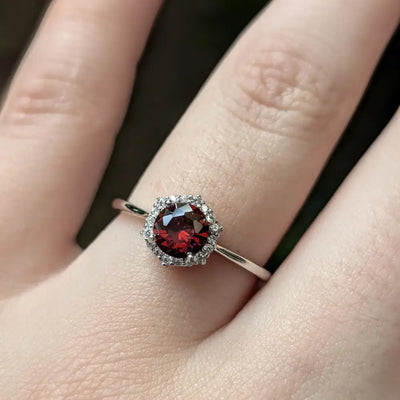 Vintage Hexagon Ring - Garnet Rings Handmade Handcrafted