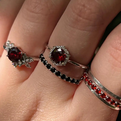 Vintage Hexagon Ring - Garnet Rings Handmade Handcrafted
