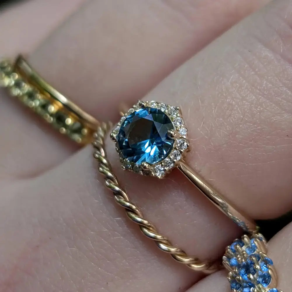 Vintage Hexagon Ring - London Blue Topaz Rings Handmade Handcrafted