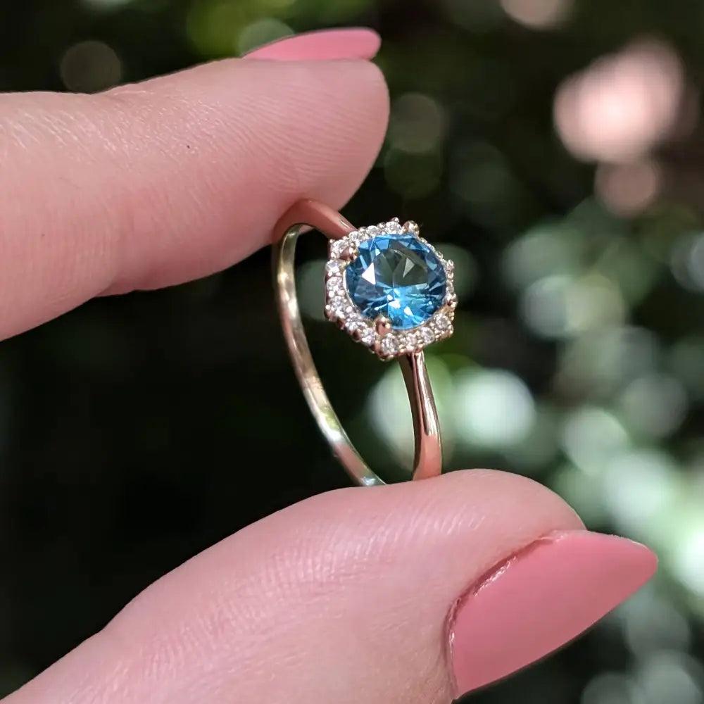 Vintage Hexagon Ring - London Blue Topaz Rings Handmade Handcrafted