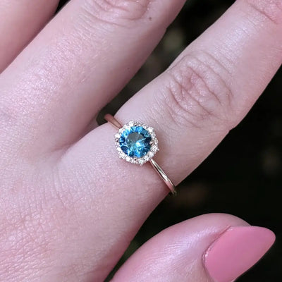 Vintage Hexagon Ring - London Blue Topaz Rings Handmade Handcrafted