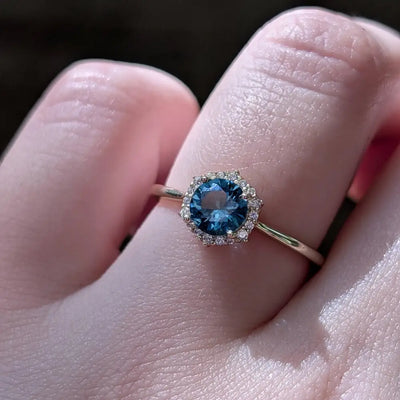 Vintage Hexagon Ring - London Blue Topaz Rings Handmade Handcrafted