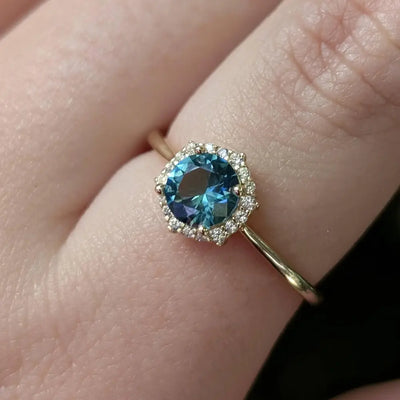 Vintage Hexagon Ring - London Blue Topaz Rings Handmade Handcrafted
