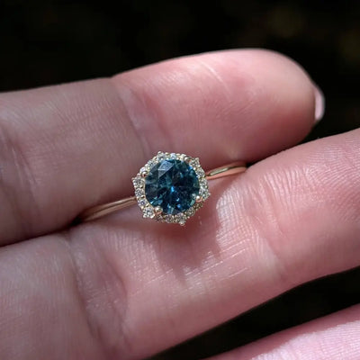 Vintage Hexagon Ring - London Blue Topaz Rings Handmade Handcrafted