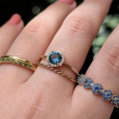Vintage Hexagon Ring - London Blue Topaz Rings Handmade Handcrafted
