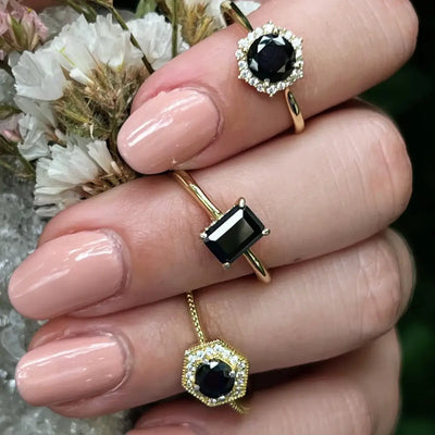 Vintage Hexagon Ring - Onyx Rings Handmade Handcrafted