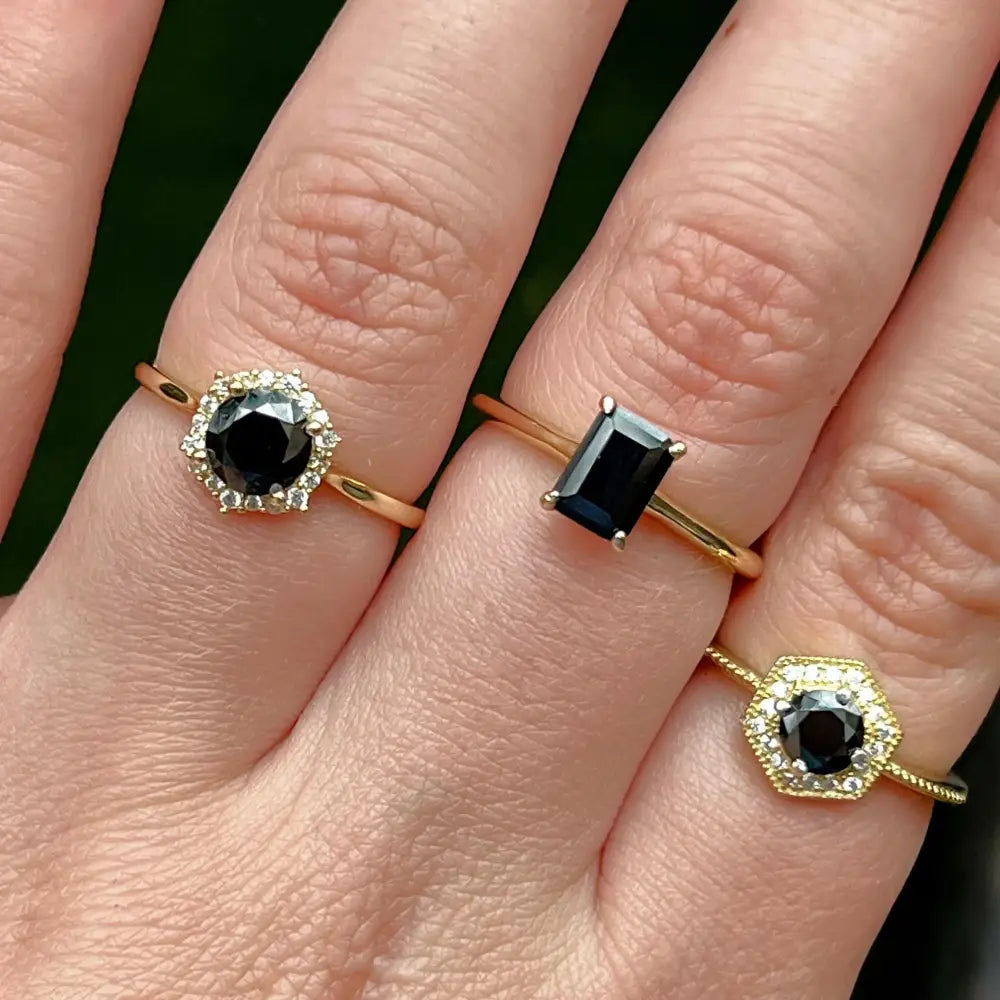 Vintage Hexagon Ring - Onyx Rings Handmade Handcrafted
